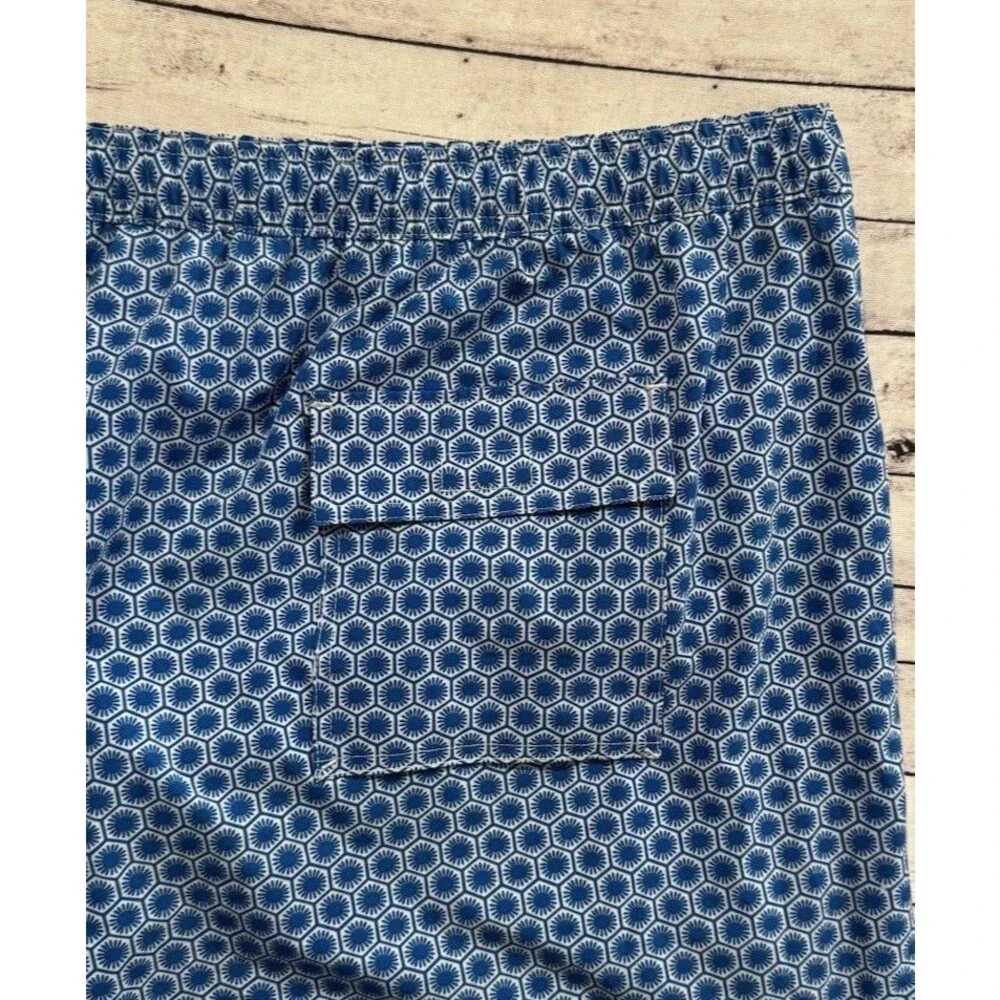 Psycho Bunny Swim Trunk Short Sz 5XL Blue Geometric Pattern Drawstring Lined